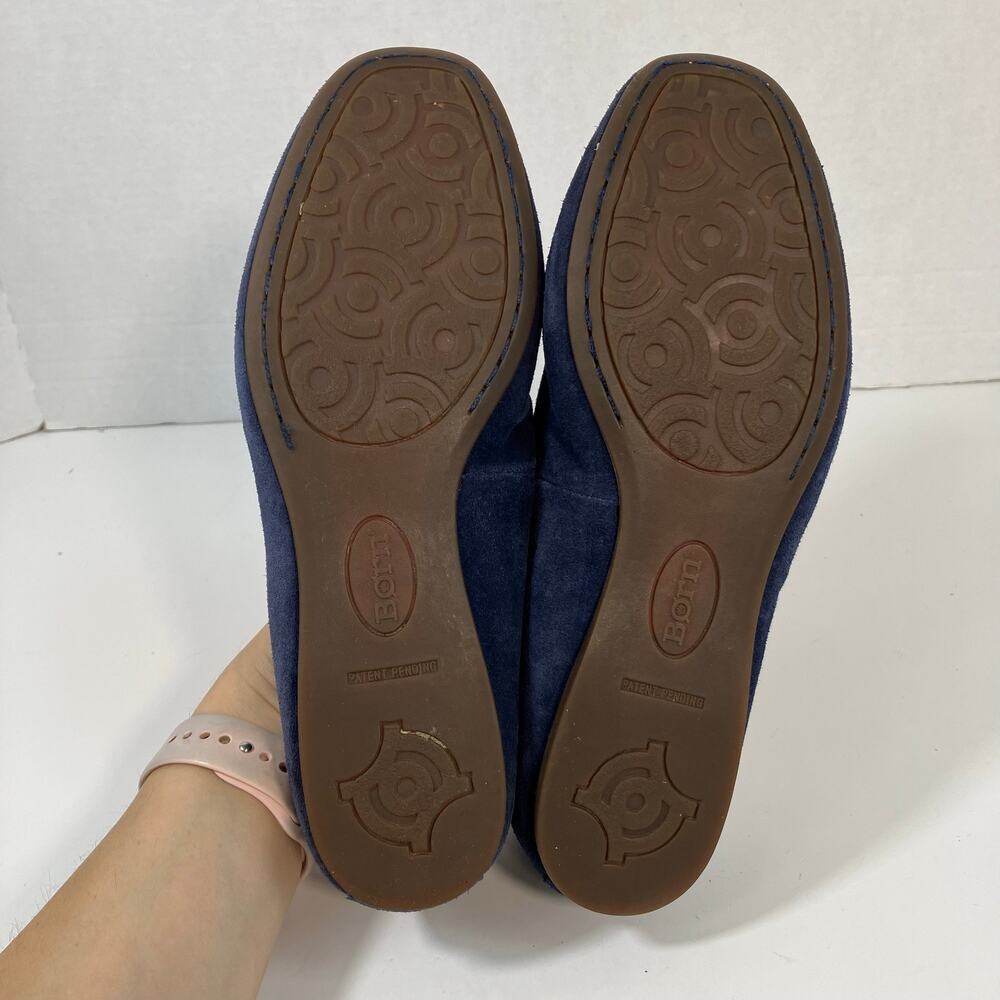 Born Beca Sz 7.5 Suede Slip-On Ballet Flats Blue Comfy Padded Insole - Picture 15 of 16